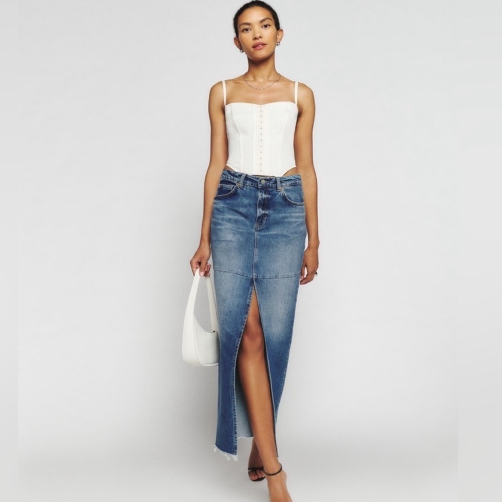 NWT Reformation Tazz Maxi Denim Skirt 26